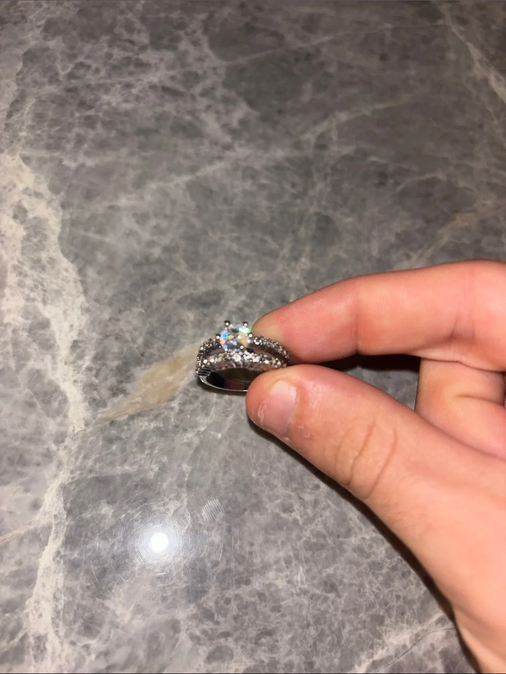 Sterling Silver Cubic Zirconia Engagement Ring - Clear